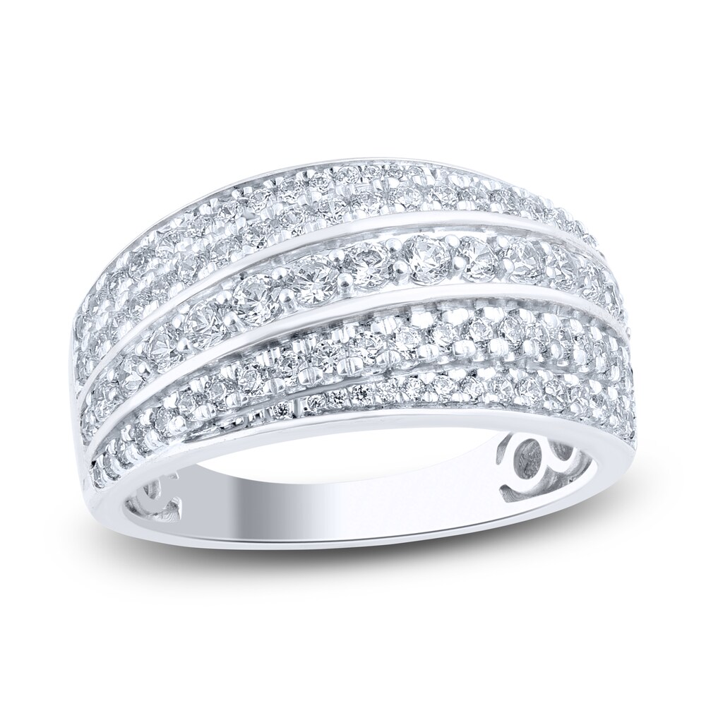 Diamond Multi-Row Anniversary Band 1 ct tw Round 14K White Gold AqIlUy5w