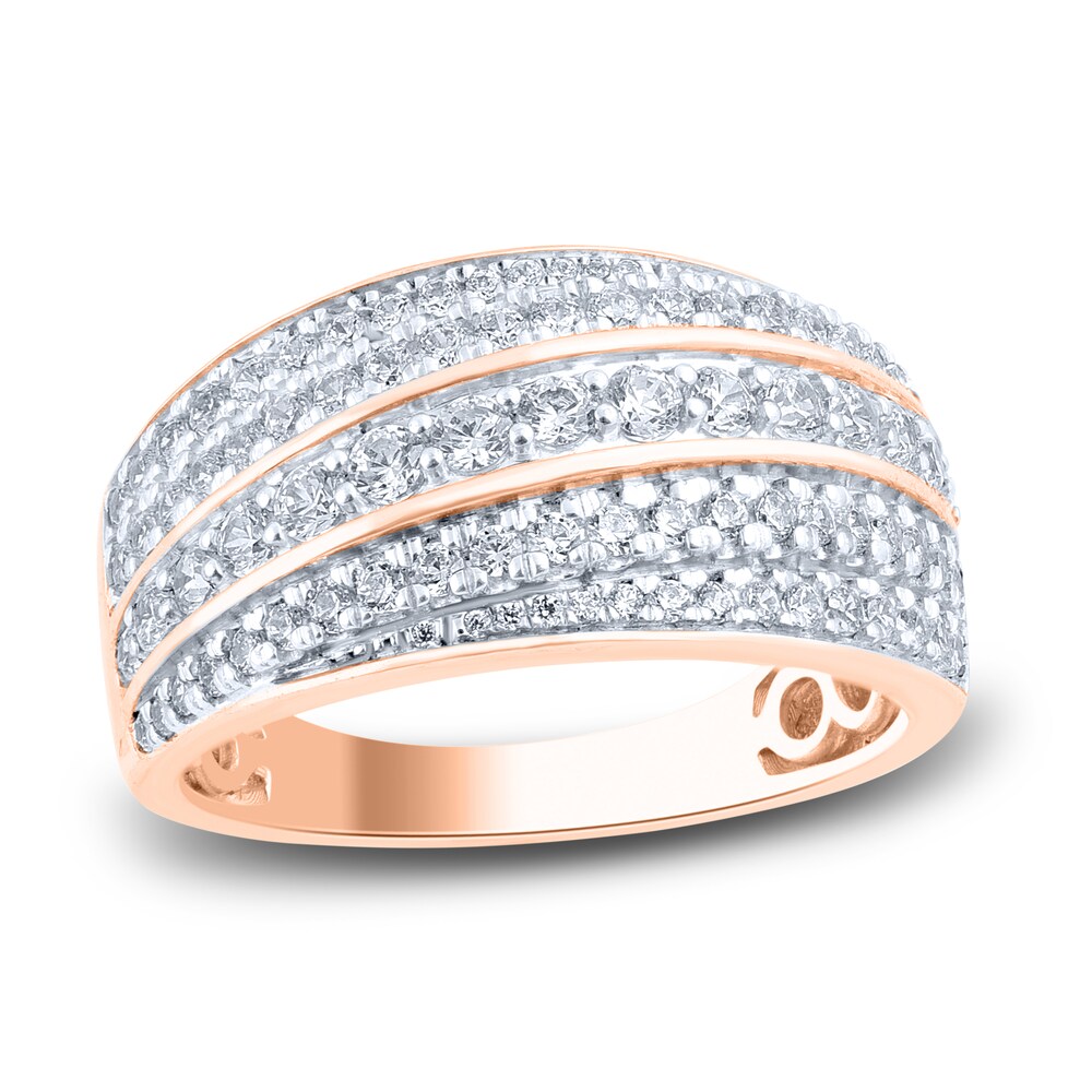 Diamond Multi-Row Anniversary Band 1 ct tw Round 14K Rose Gold Av6qy12a