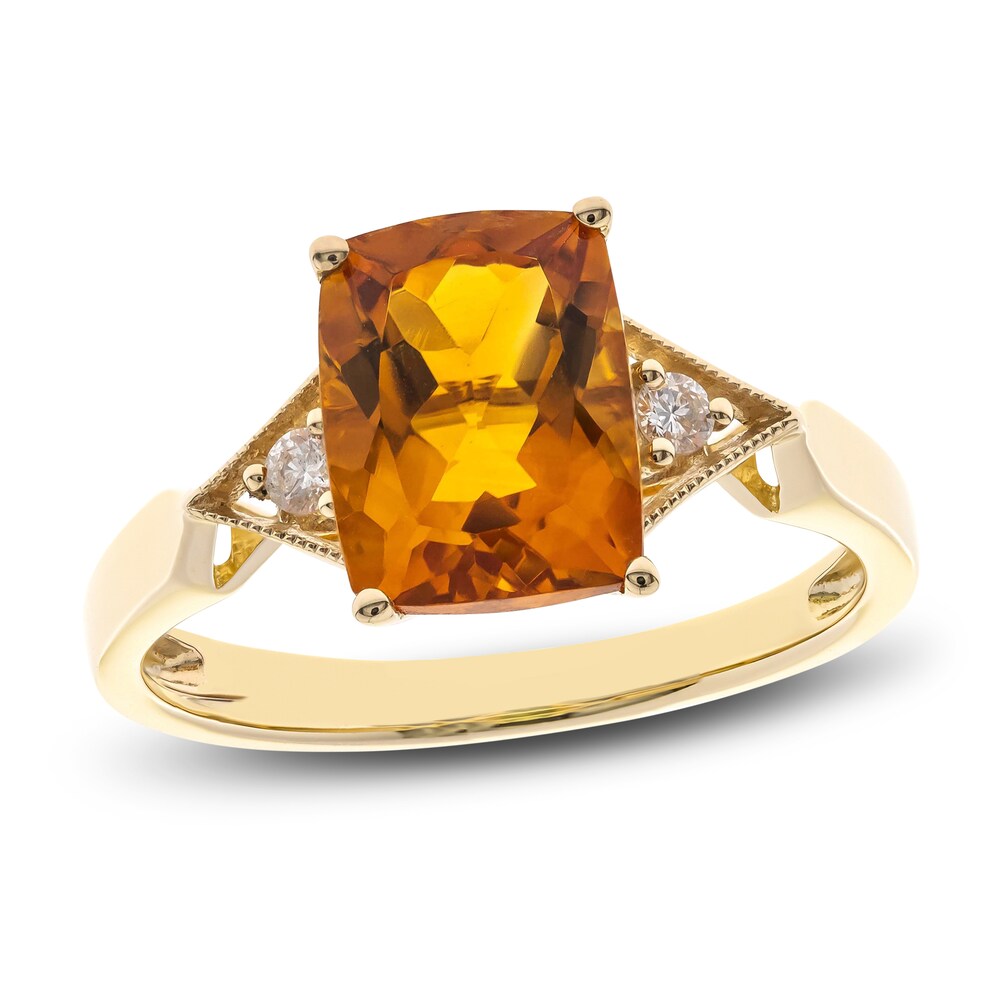 Natural Citrine Ring 1/20 ct tw Diamonds 10K Yellow Gold Ayz20TOS