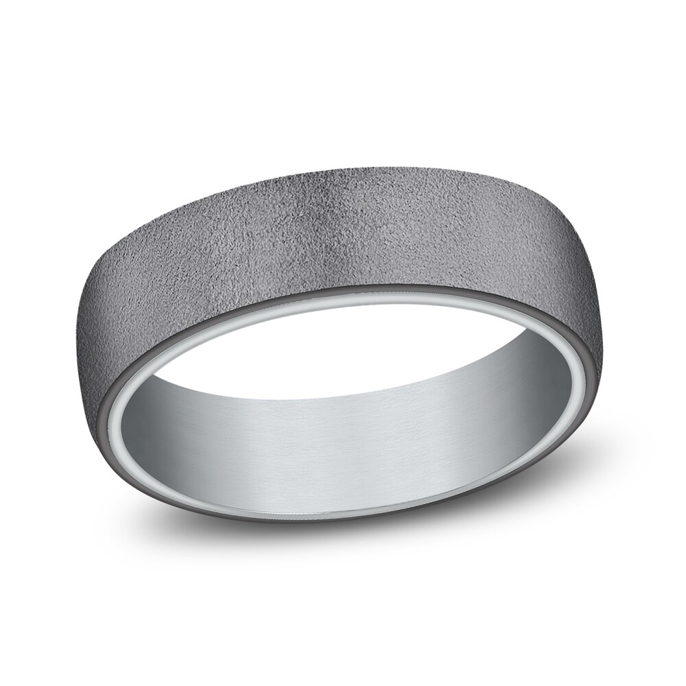 Wedding Band 14K White Gold/Tantalum 6.5mm B2cmSRkE