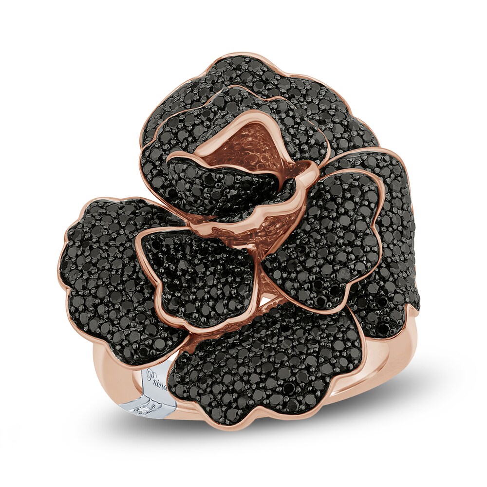 Pnina Tornai Black Diamond Ring 2-5/8 ct tw Round 14K Rose Gold B84yd5iE