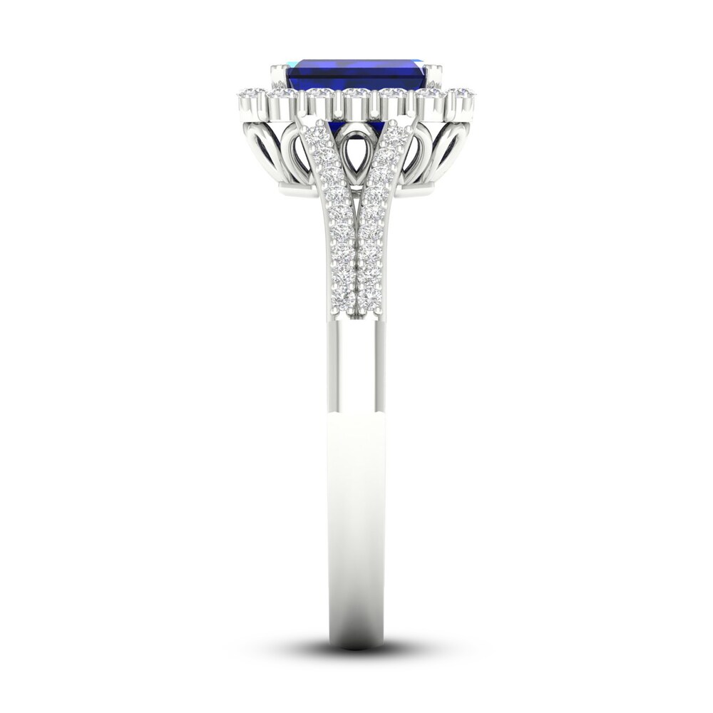 Lab-Created Blue Sapphire & Lab-Created White Sapphire Ring 10K White Gold B9T7tToh