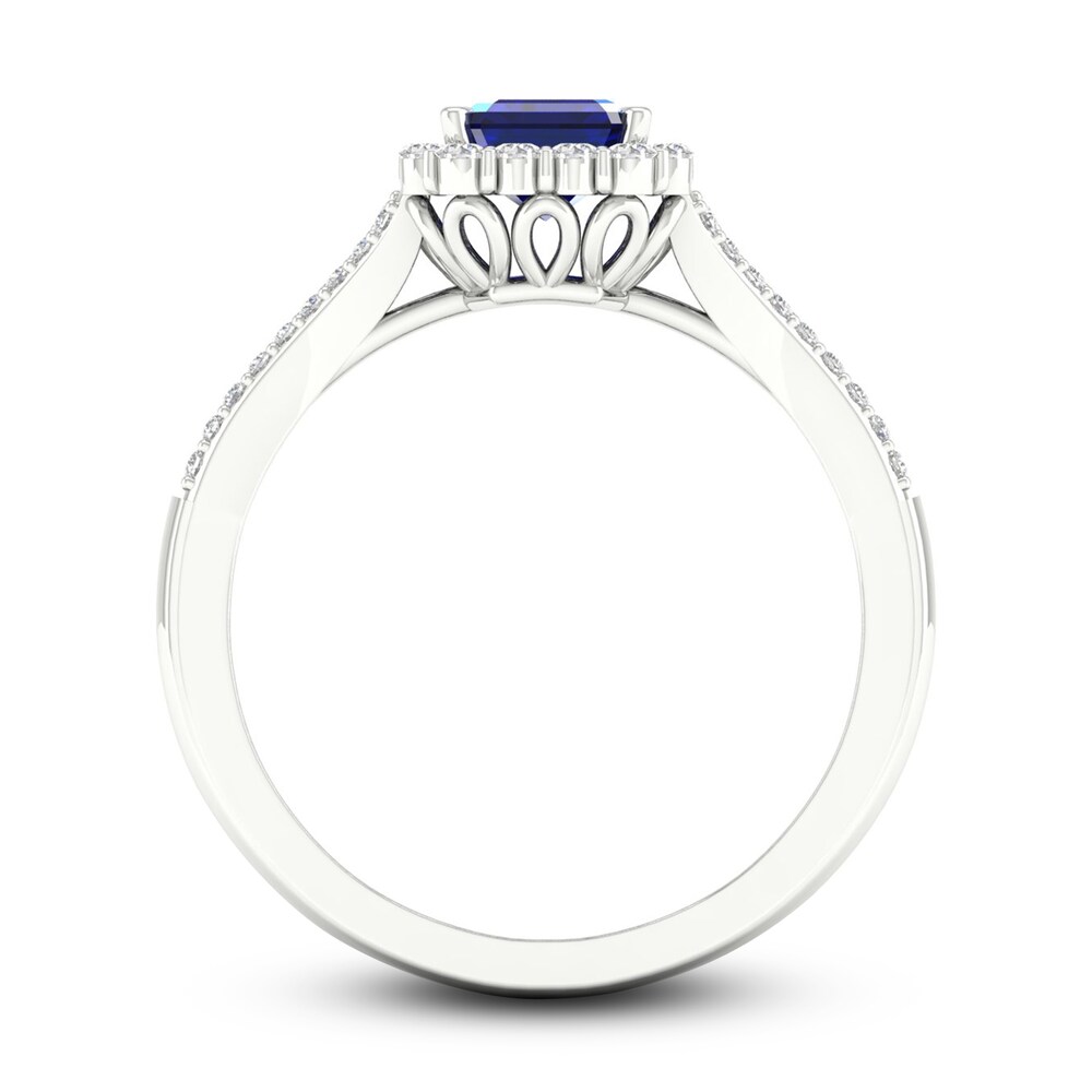 Lab-Created Blue Sapphire & Lab-Created White Sapphire Ring 10K White Gold B9T7tToh