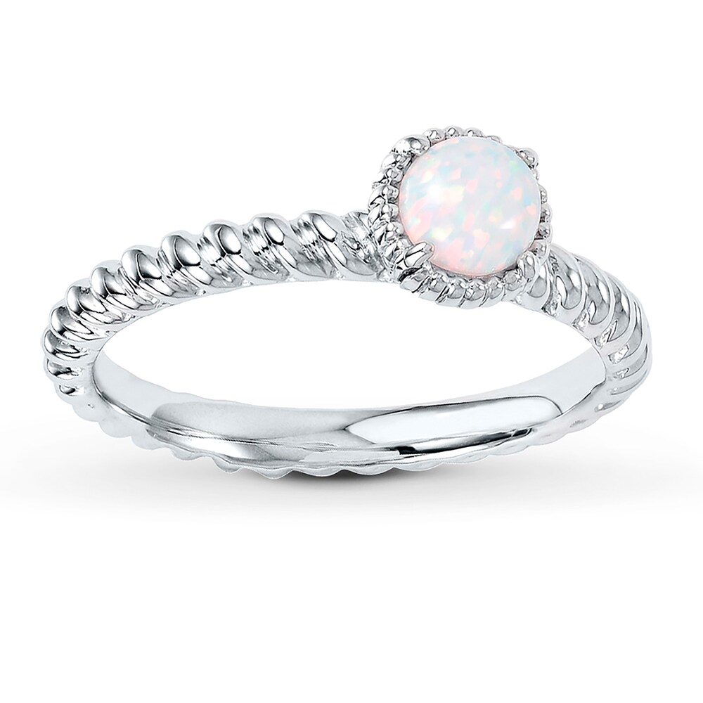 Stackable Ring Lab-Created Opal Sterling Silver BAnKuDWd
