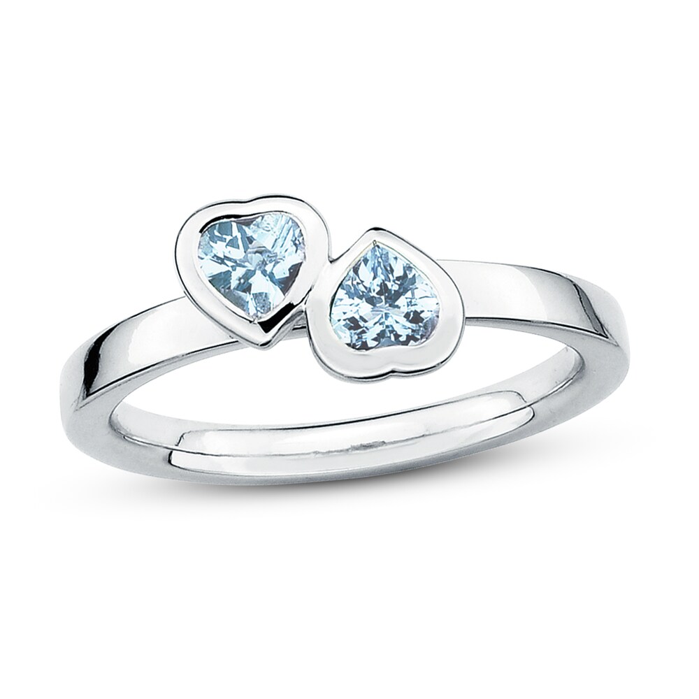 Stackable Heart Ring Aquamarines Sterling Silver BJmiLsNT