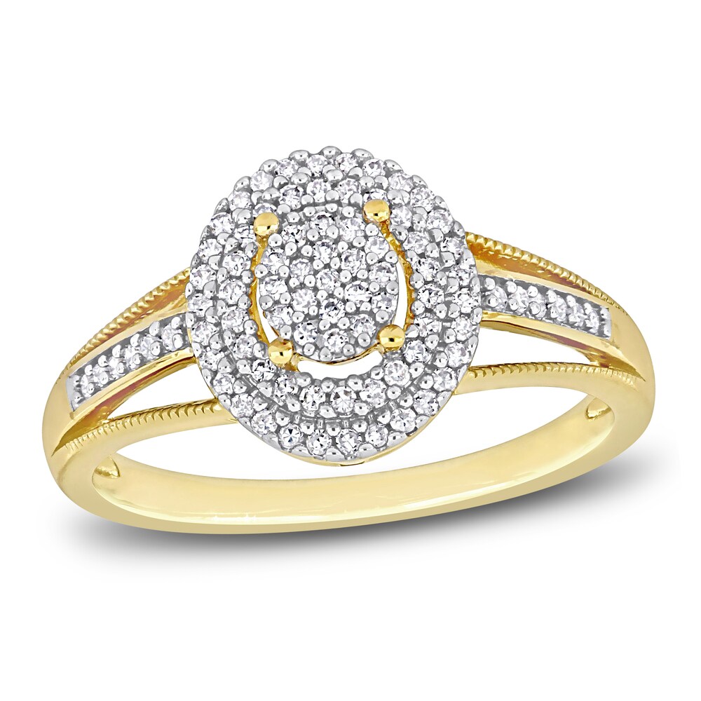 Diamond Oval Ring 1/4 ct tw Round 10K Yellow Gold BdUnm4gw