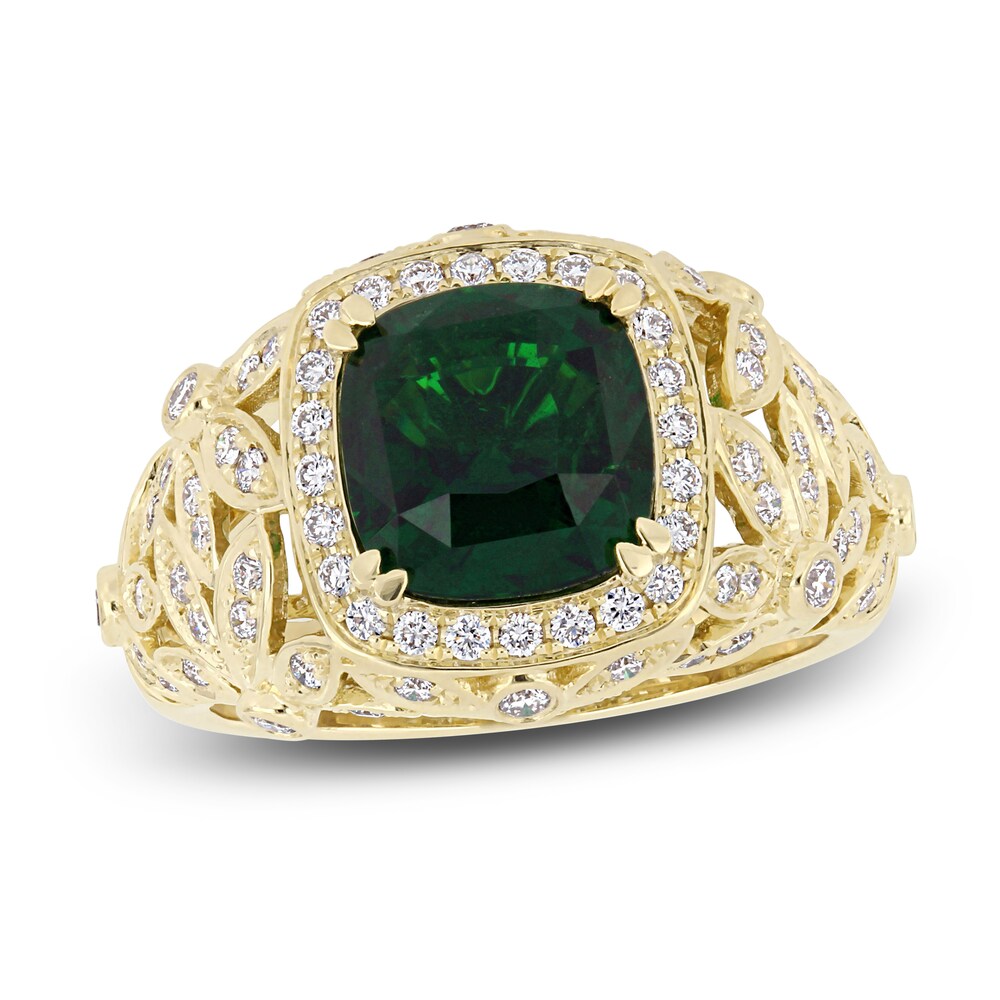 Natural Tsavorite Garnet Ring 5/8 ct tw Round 14K Yellow Gold BgEHaa7u