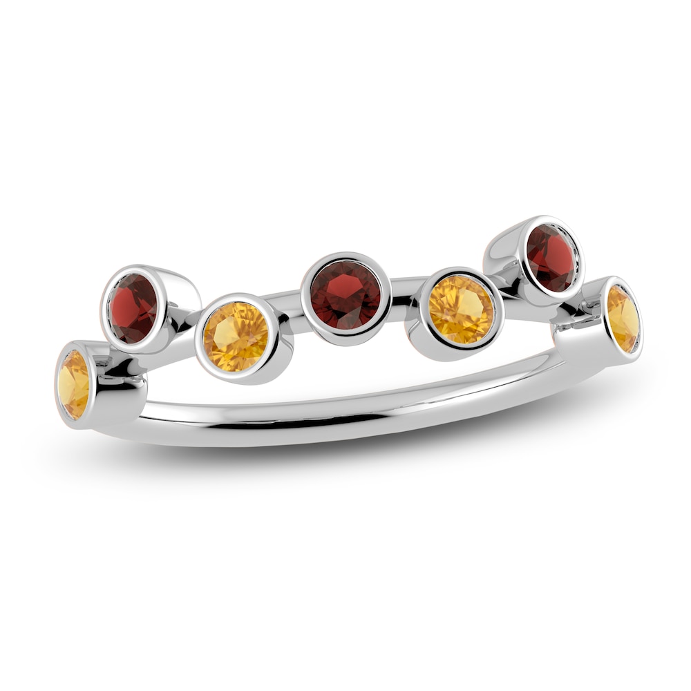 Juliette Maison Natural Citrine & Natural Garnet Ring 10K White Gold BiE1Yaqy