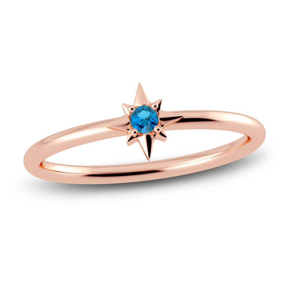 Juliette Maison Natural Blue Zircon Starburst Ring 10K Rose Gold BloAfRFH