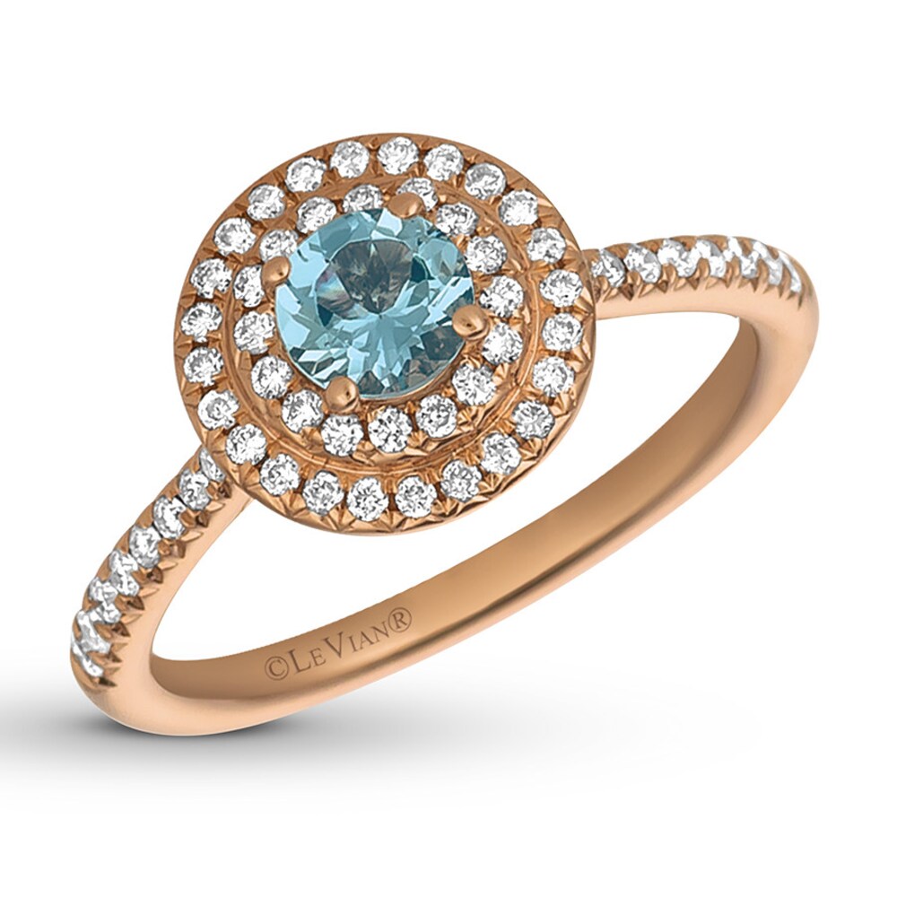 Le Vian Aquamarine Ring 1/3 ct tw Diamonds 14K Strawberry Gold Bt0G5BXH