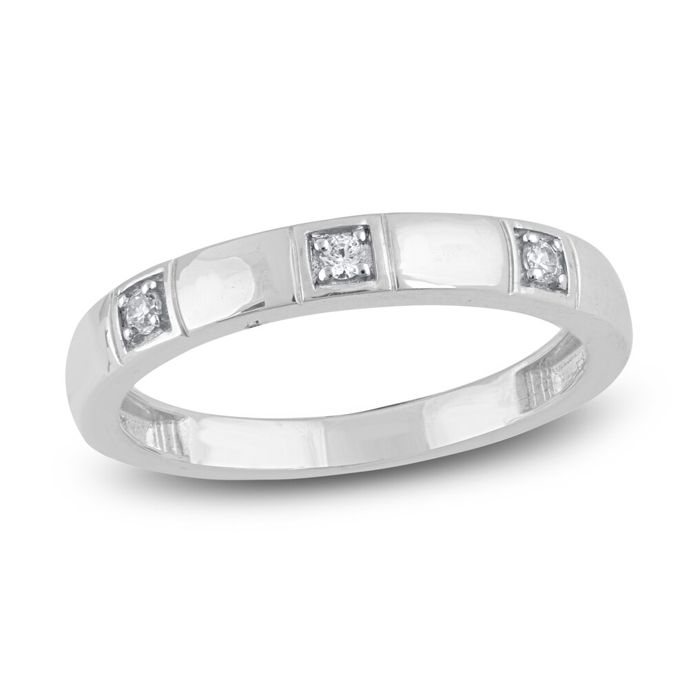 Diamond Stackable Anniversary Band 1/20 ct tw Round 14K White Gold C3qi1lLw