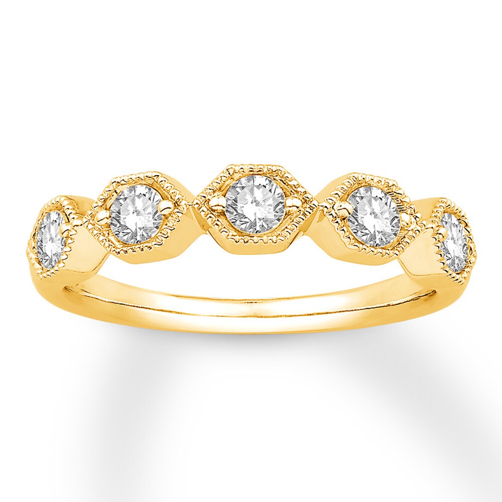 Diamond Anniversary Ring 1/2 ct tw Round-cut 10K Yellow Gold C4KAgXIw
