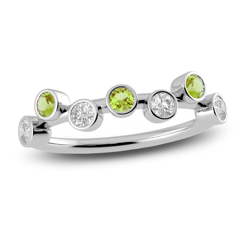 Juliette Maison Natural White Sapphire & Natural Peridot Ring 10K White Gold CB37jE80