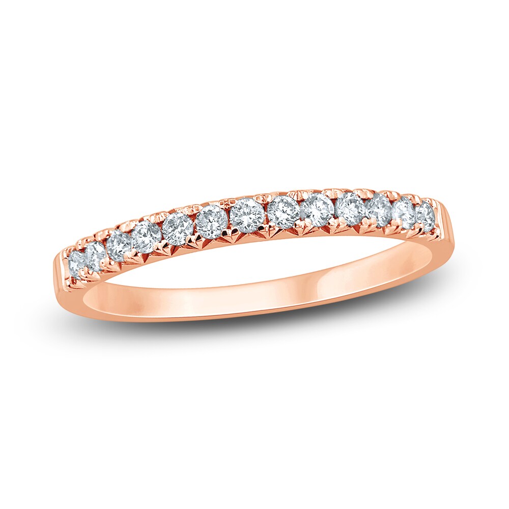 French Pave Diamond Wedding Band 1/4 ct tw Round 14K Rose Gold CCBDye9S