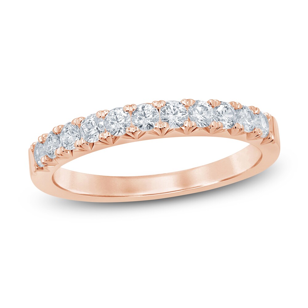 French Pave Diamond Anniversary Band 1/2 ct tw Round 14K Rose Gold CMifwCEV