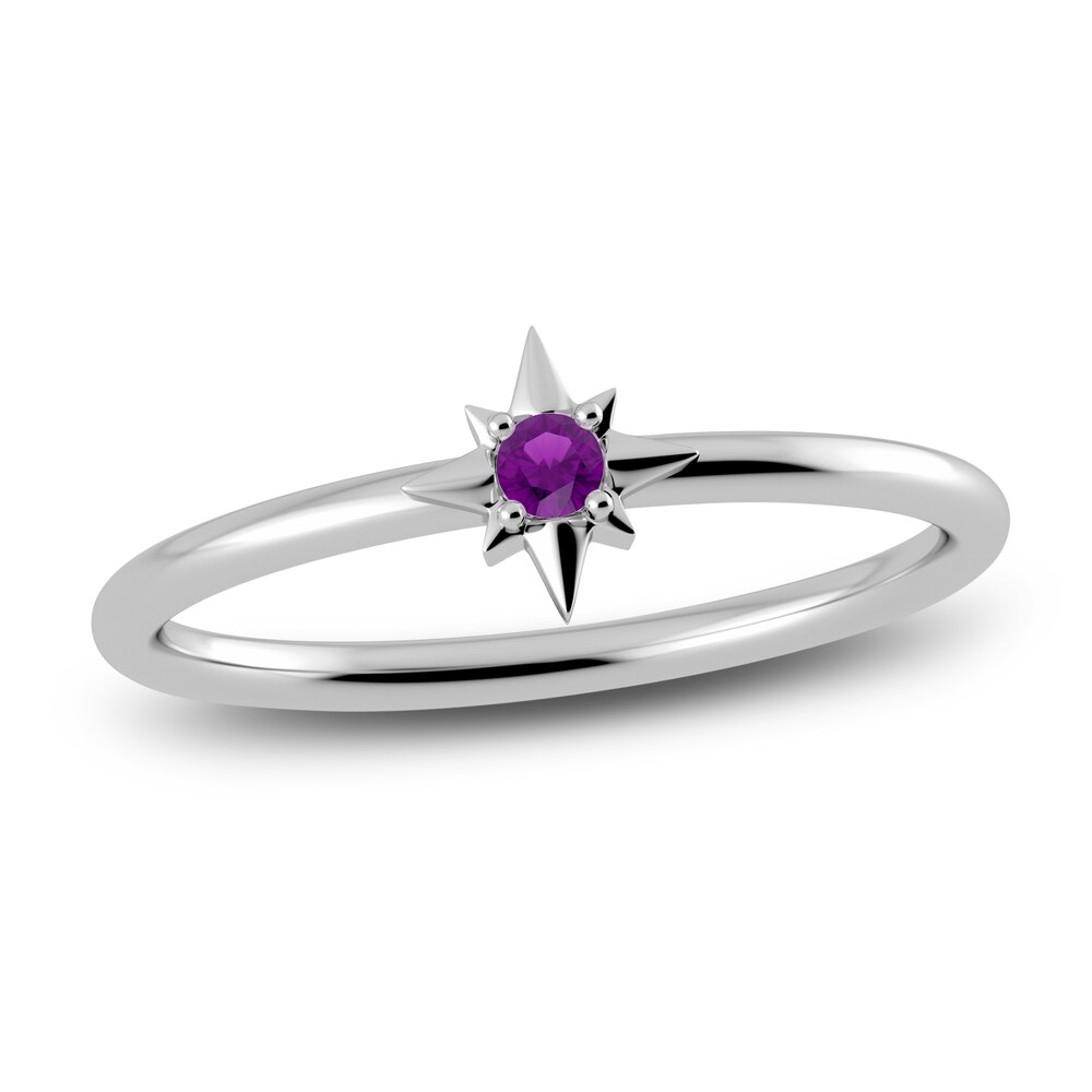 Juliette Maison Natural Amethyst Starburst Ring 10K White Gold CR755YZZ