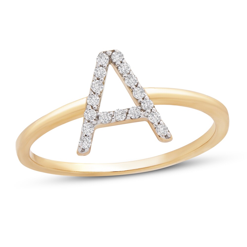 Diamond Letter A Ring 1/10 ct tw 10K Yellow Gold CS49HkGi