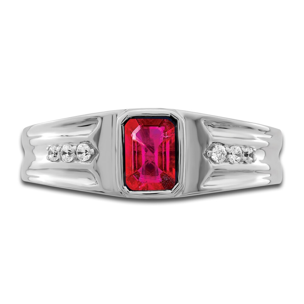 Men\'s Natural Ruby Ring 1/10 ct tw Round 14K White Gold CWmwkiUI