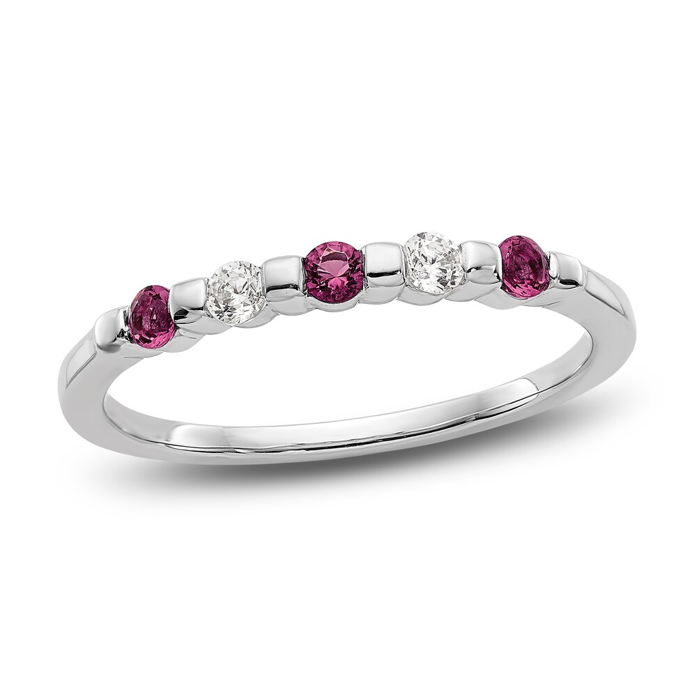 Natural Ruby Stackable Ring 1/10 ct tw Diamonds 14K White Gold CXPTRBVA