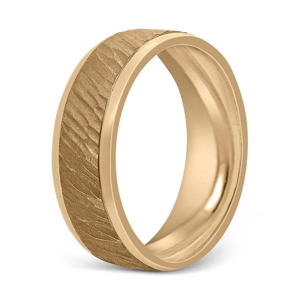 Men\'s Hammered Wedding Band 14K Yellow Gold 7mm Ce8BhzvT