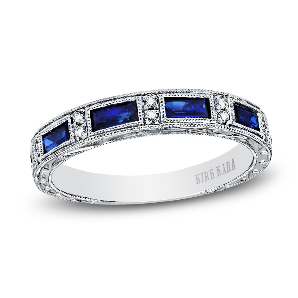 Kirk Kara Natural Blue Sapphire Anniversary Band 1/20 ct tw Diamonds 14K White Gold CkWrFbGs