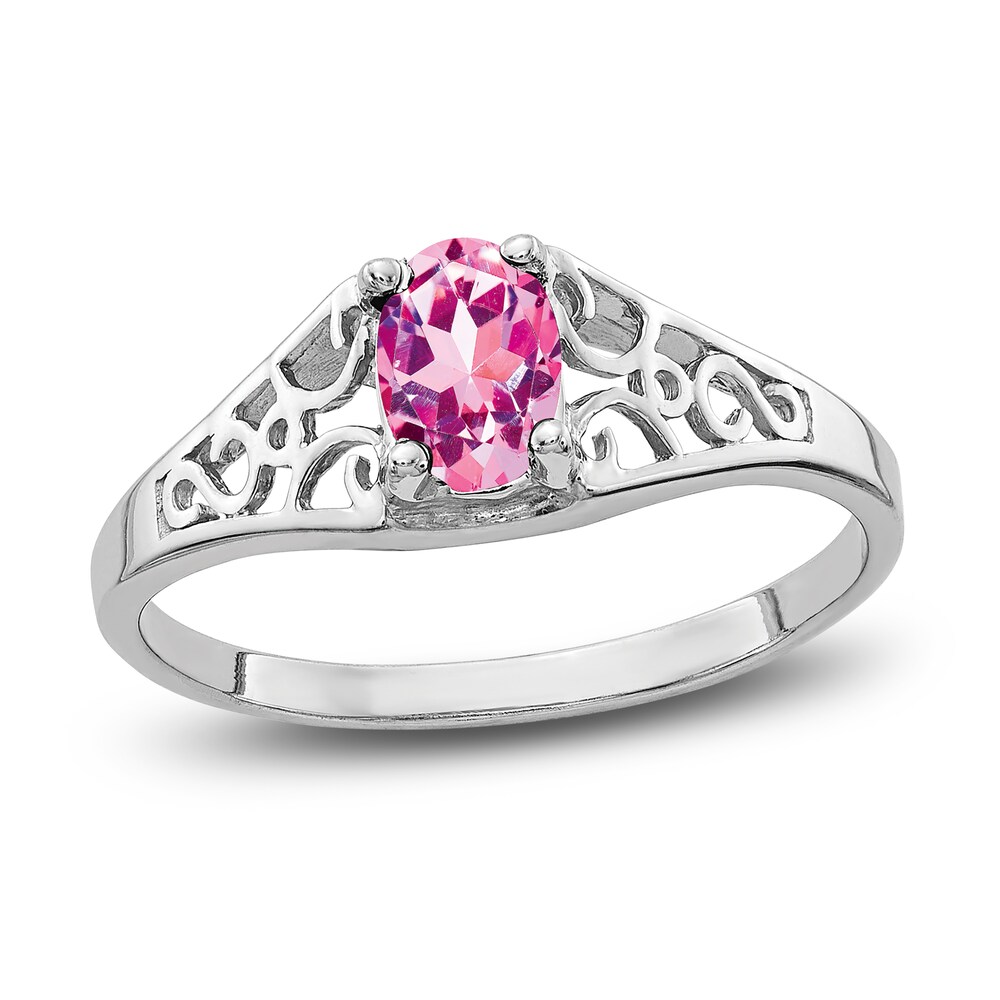 Natural Pink Sapphire Ring 14K White Gold CrQHIeLt
