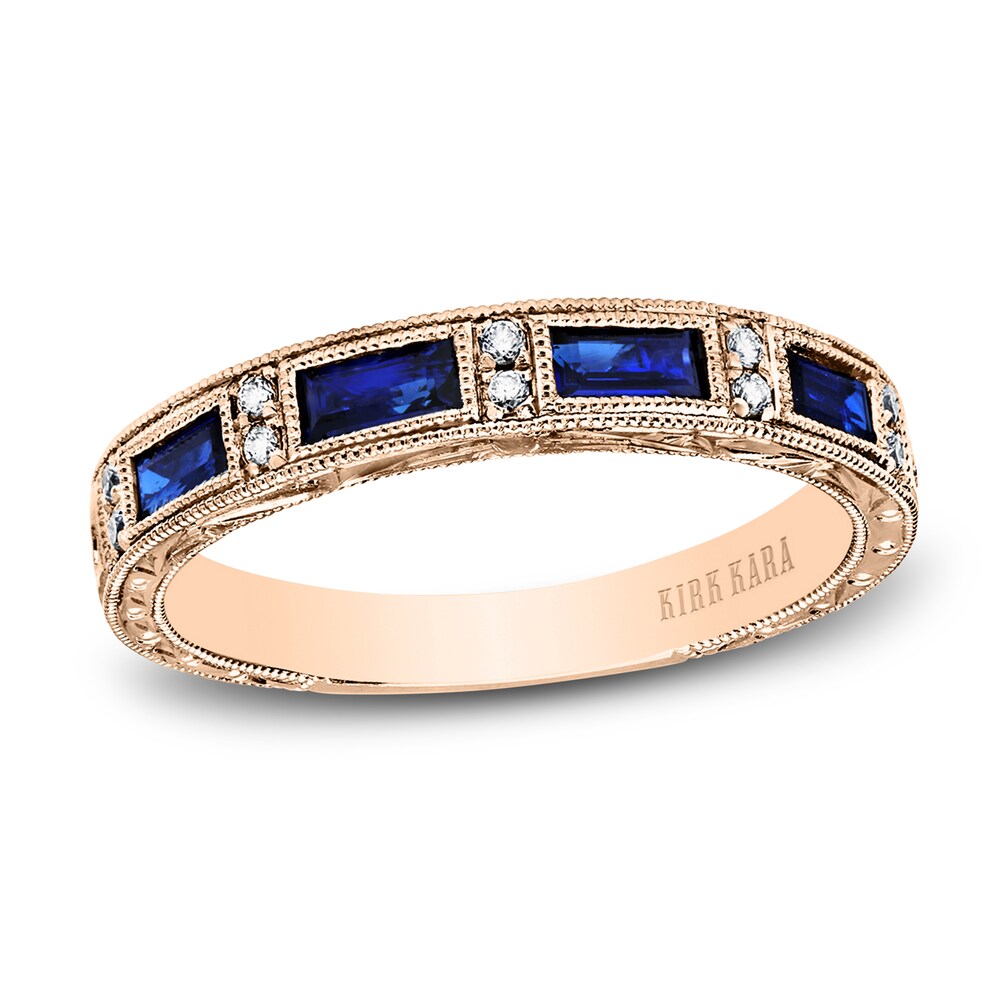 Kirk Kara Natural Blue Sapphire Anniversary Band 1/20 ct tw Diamonds 18K Rose Gold CsF2mxtP