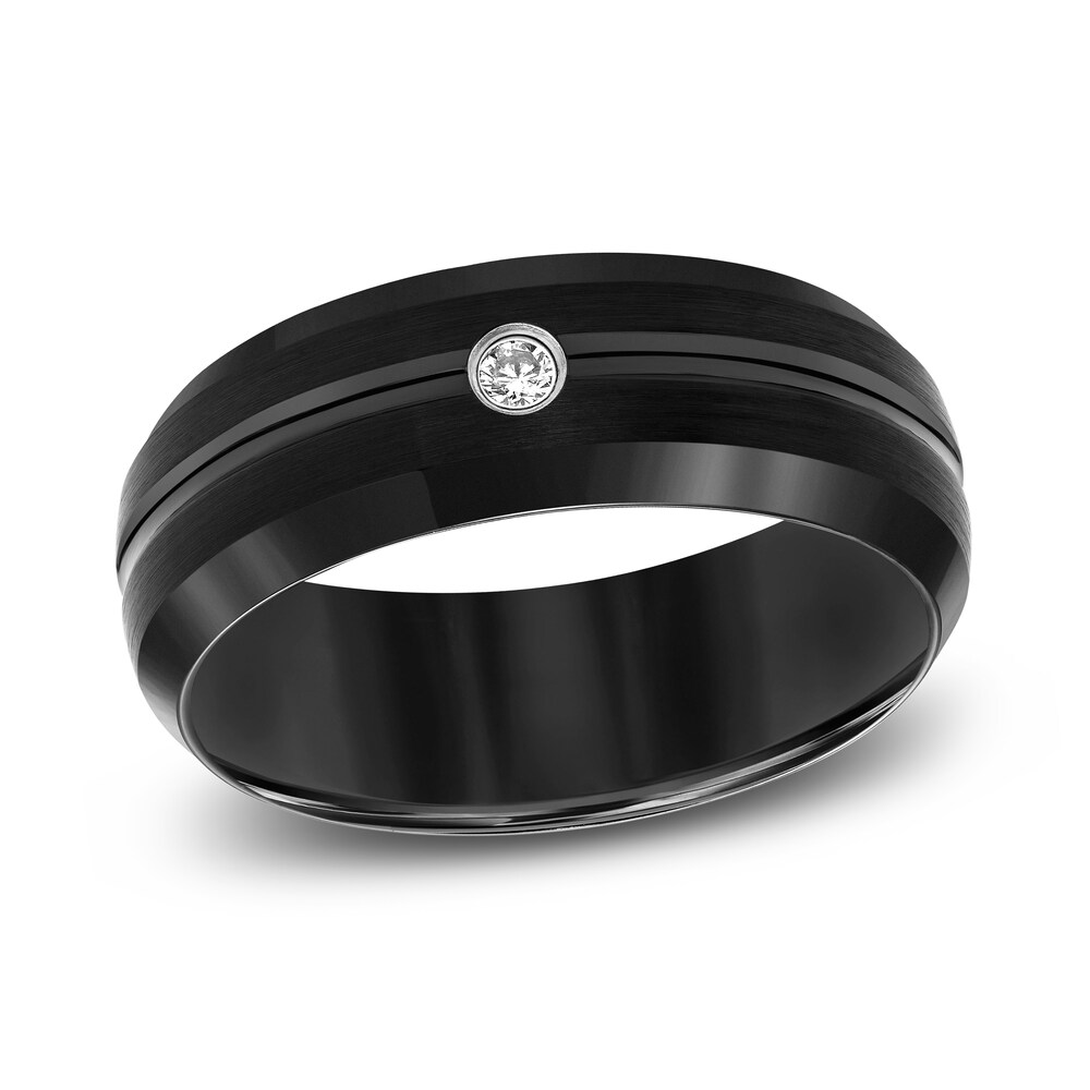 Diamond Wedding Band 1/20 ct tw Round Black Tungsten D2QKkJcx