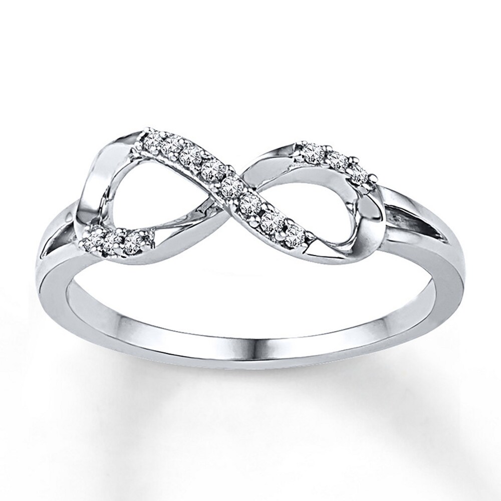 Diamond Infinity Ring 1/15 ct tw Round-cut 10K White Gold D4Koo9Af