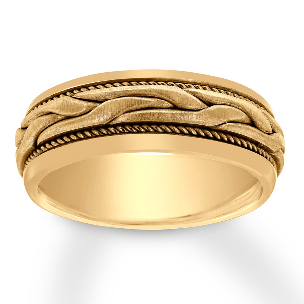 Men's Wedding Band 14K Yellow Gold 8mm D6Quzzip