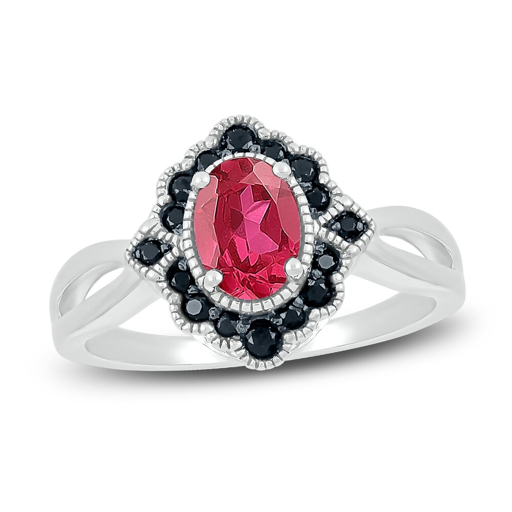 Natural Ruby & Natural Black Spinel Ring Sterling Silver DHLZ40cZ