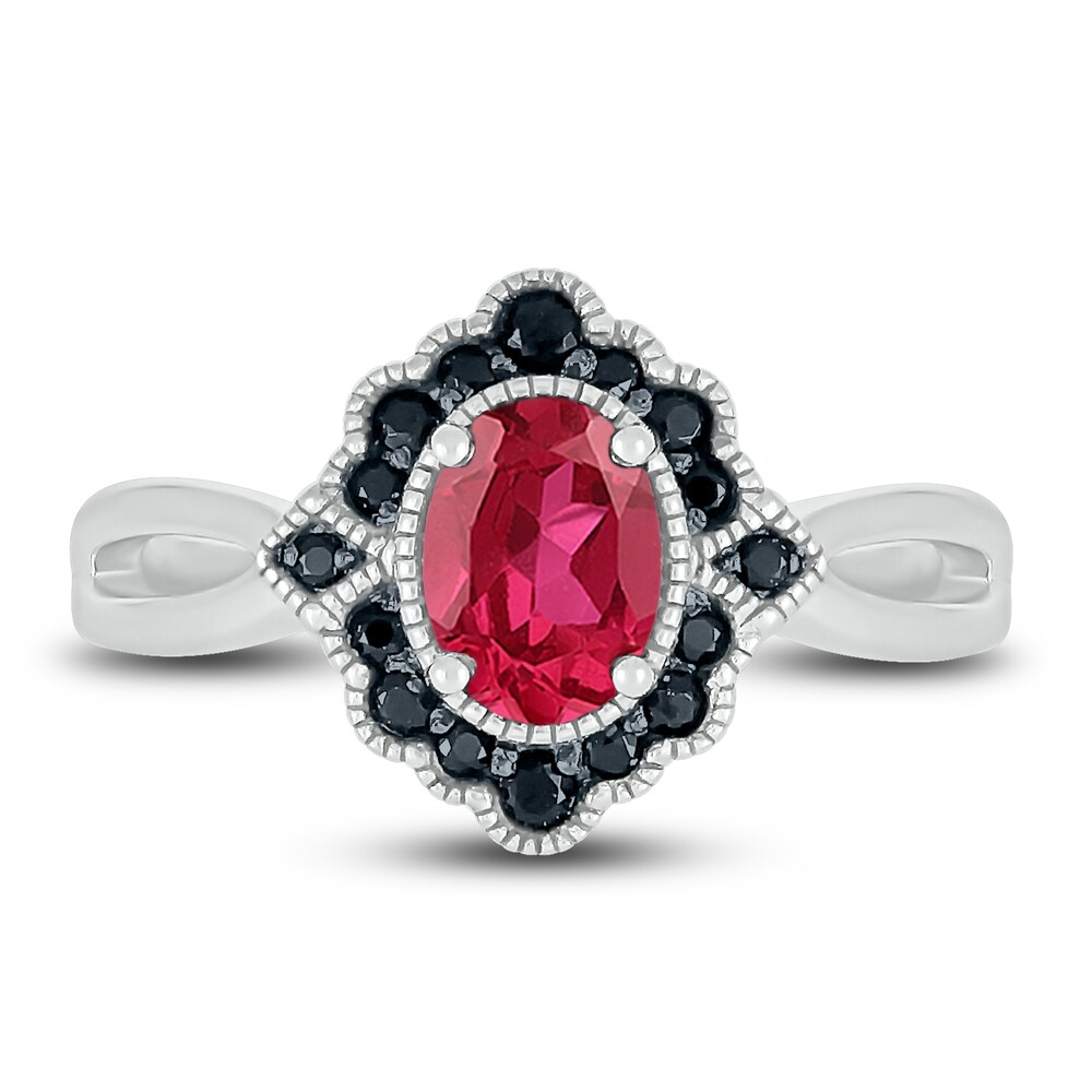 Natural Ruby & Natural Black Spinel Ring Sterling Silver DHLZ40cZ