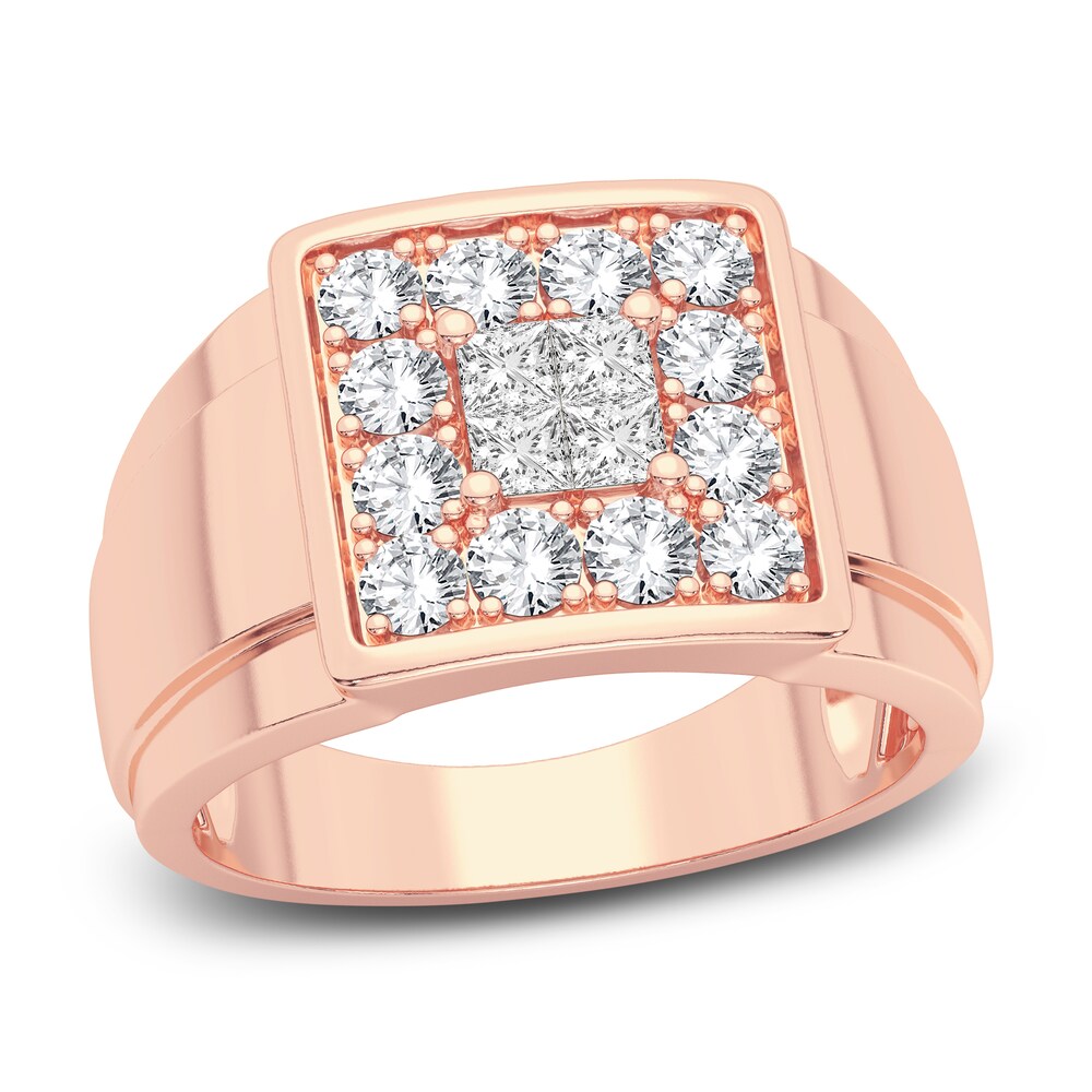 Men's Diamond Ring 1-1/2 ct tw Princess/Round 14K Rose Gold DKolNzZD