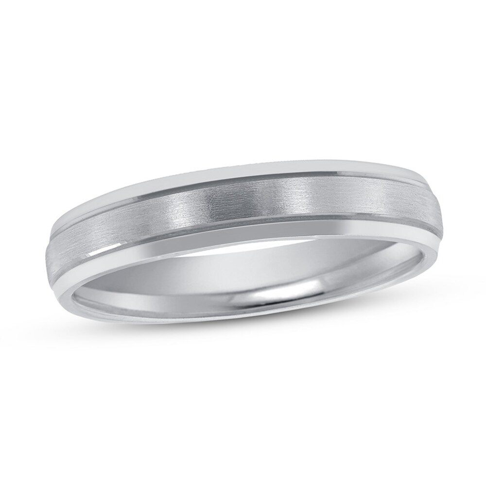 Wedding Band Brushed Platinum 4mm DReUzm8a