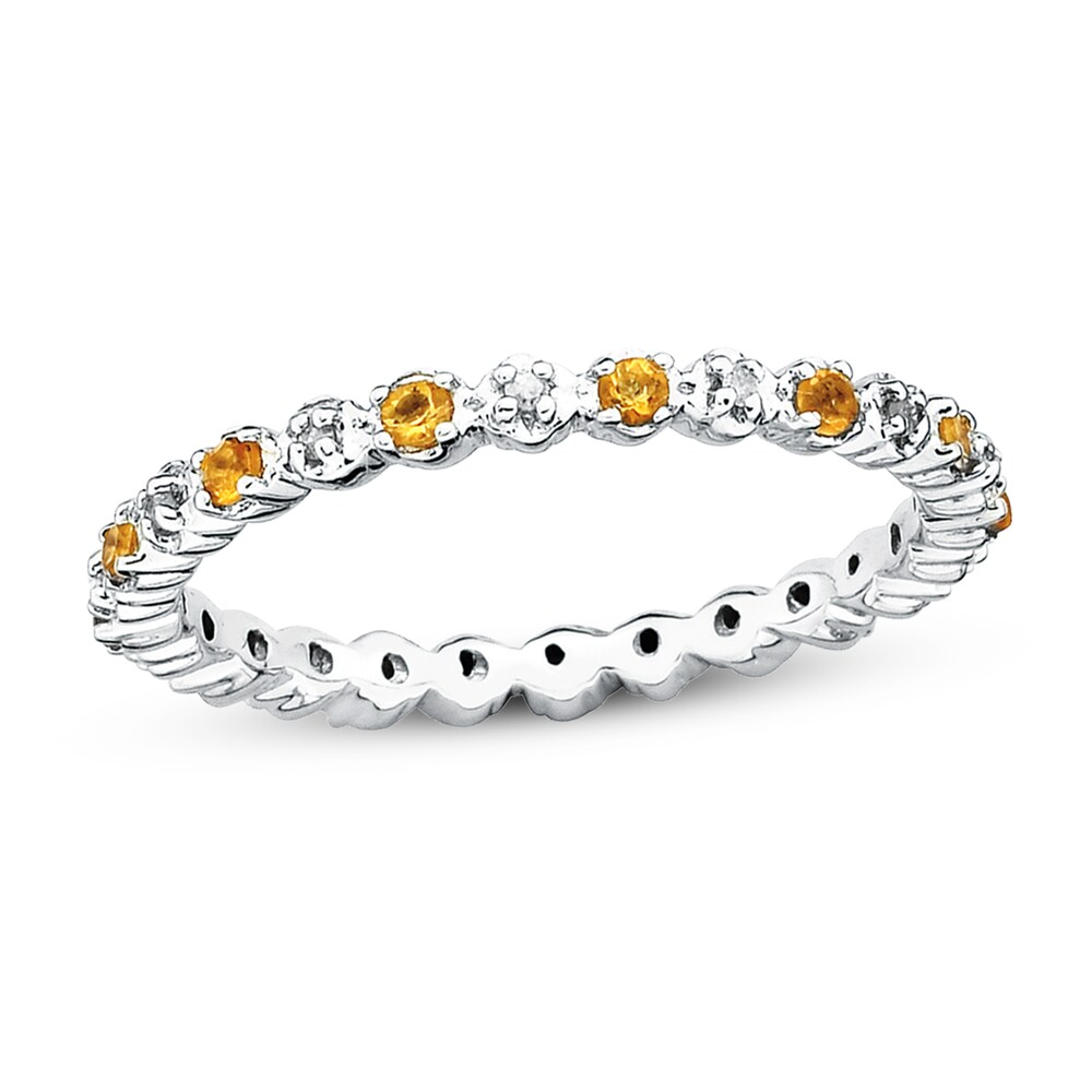 Stackable Citrine Ring 1/20 ct tw Diamonds Sterling Silver DVV7Zdp7