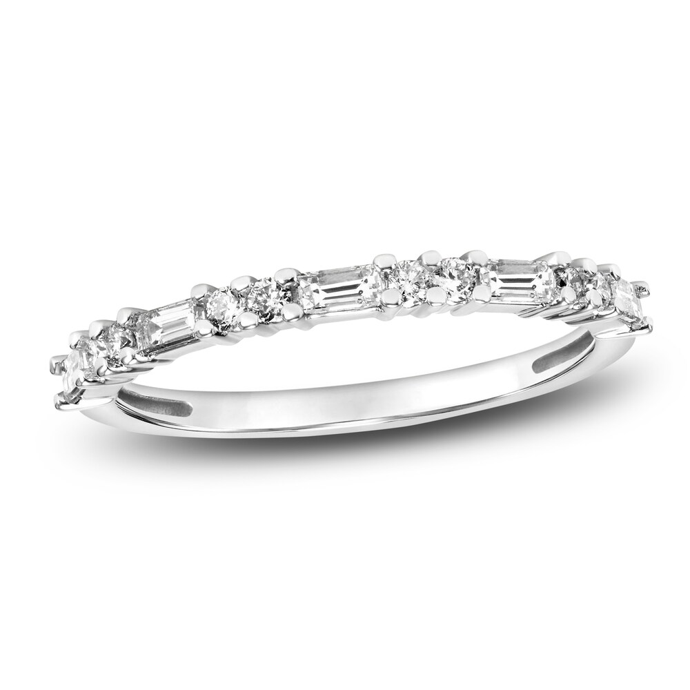 Diamond Anniversary Band 1/3 ct tw Baguette/Round 14K White Gold DYe7Pzvj