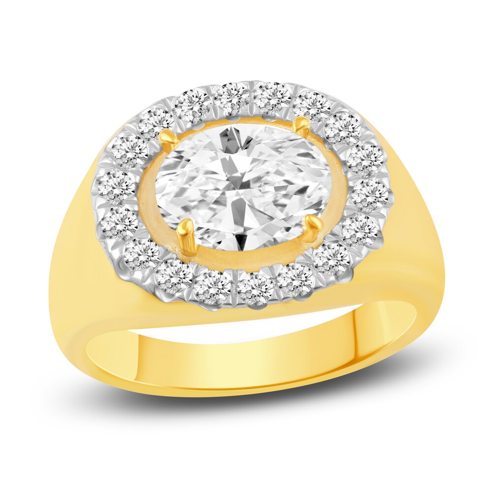 Certified Lab-Created Diamond Halo Ring 2 ct tw Oval/Round 14K Yellow Gold DhJVEI7J