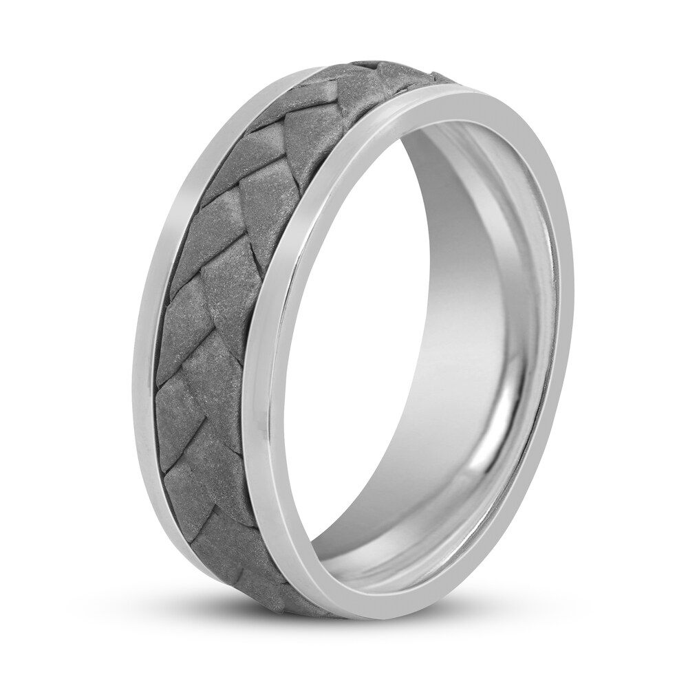 Men\'s Sandblasted Wedding Band 14K White Gold 7mm DlUUWsUA