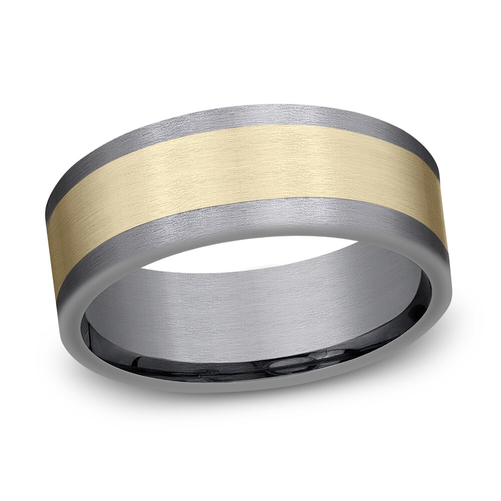 Satin Wedding Band 14K Yellow Gold/Tantalum 8.0mm E3qgEDr8