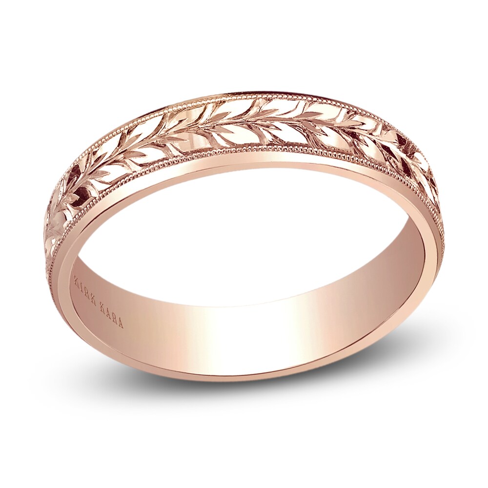 Kirk Kara Men's Floral Wedding Band 14K Rose Gold E5Up8bmj