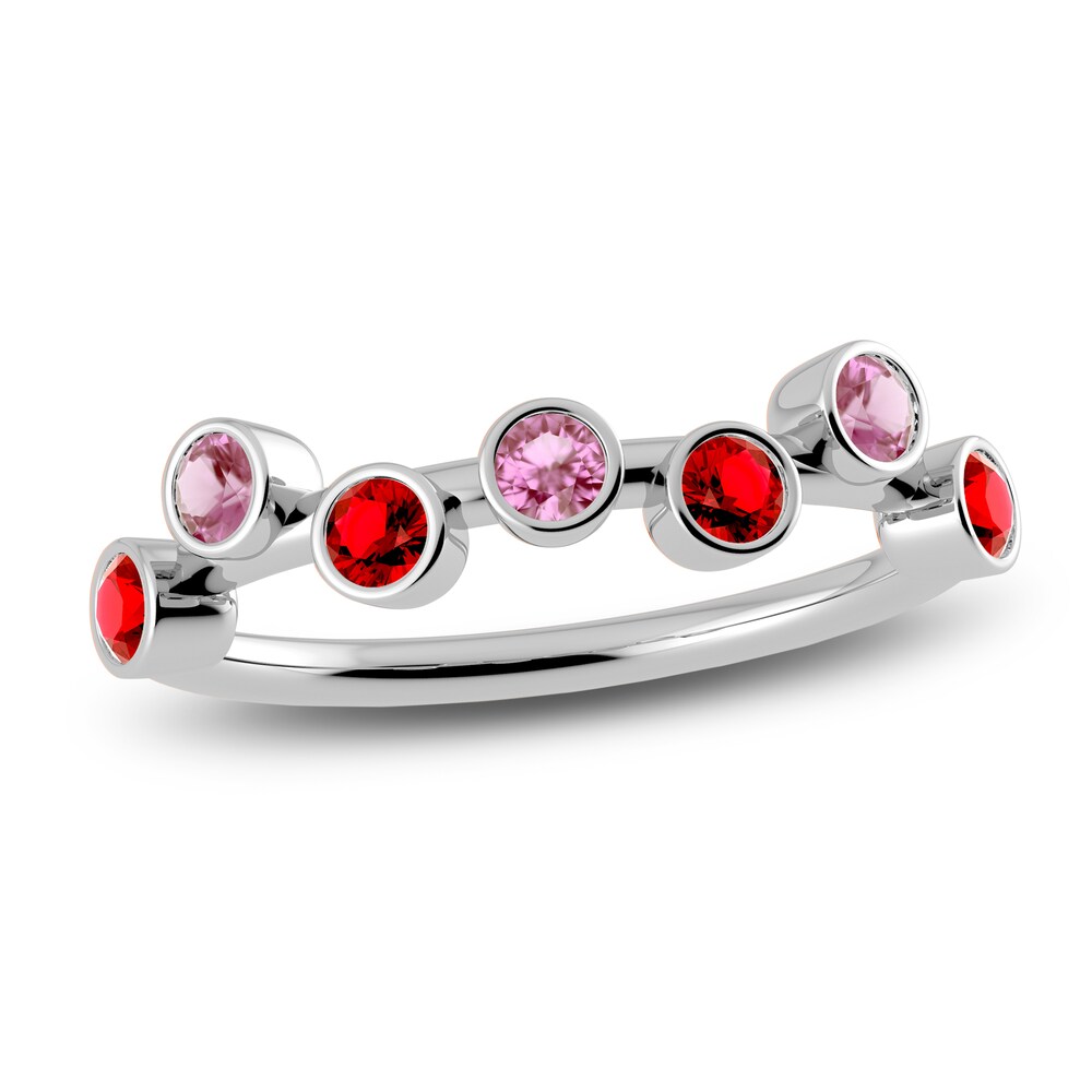 Juliette Maison Natural Pink Tourmaline & Natural Ruby Ring 10K White Gold E9p1Sodh