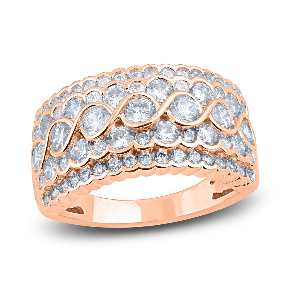 Diamond Wave Anniversary Band 2 ct tw Round 14K Rose Gold EB0akFJN