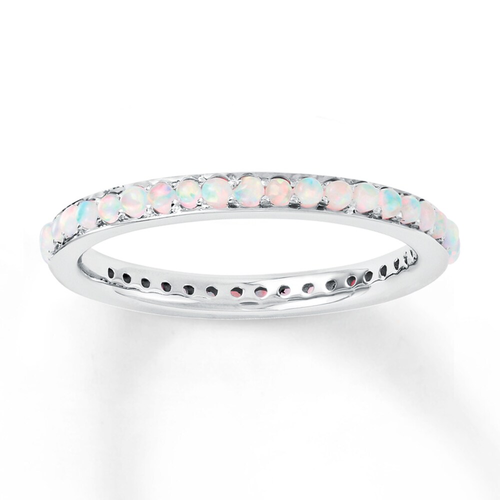 Stackable Ring Lab-Created Opals Sterling Silver EJKceHgM