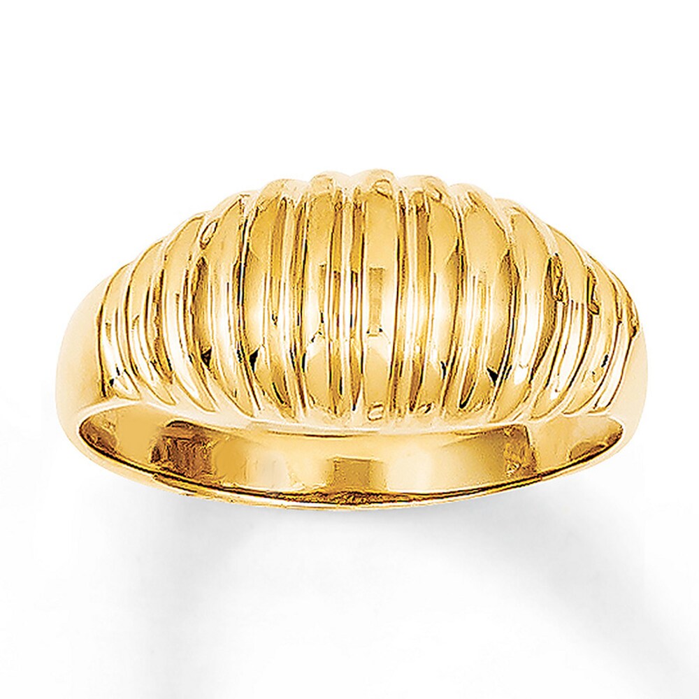 Ribbed Dome Ring 14K Yellow Gold ETv5Nwh3
