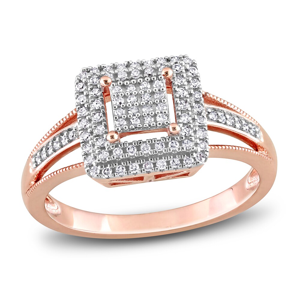 Diamond Square Ring 1/4 ct tw Round 10K Rose Gold Ee5hAk9I