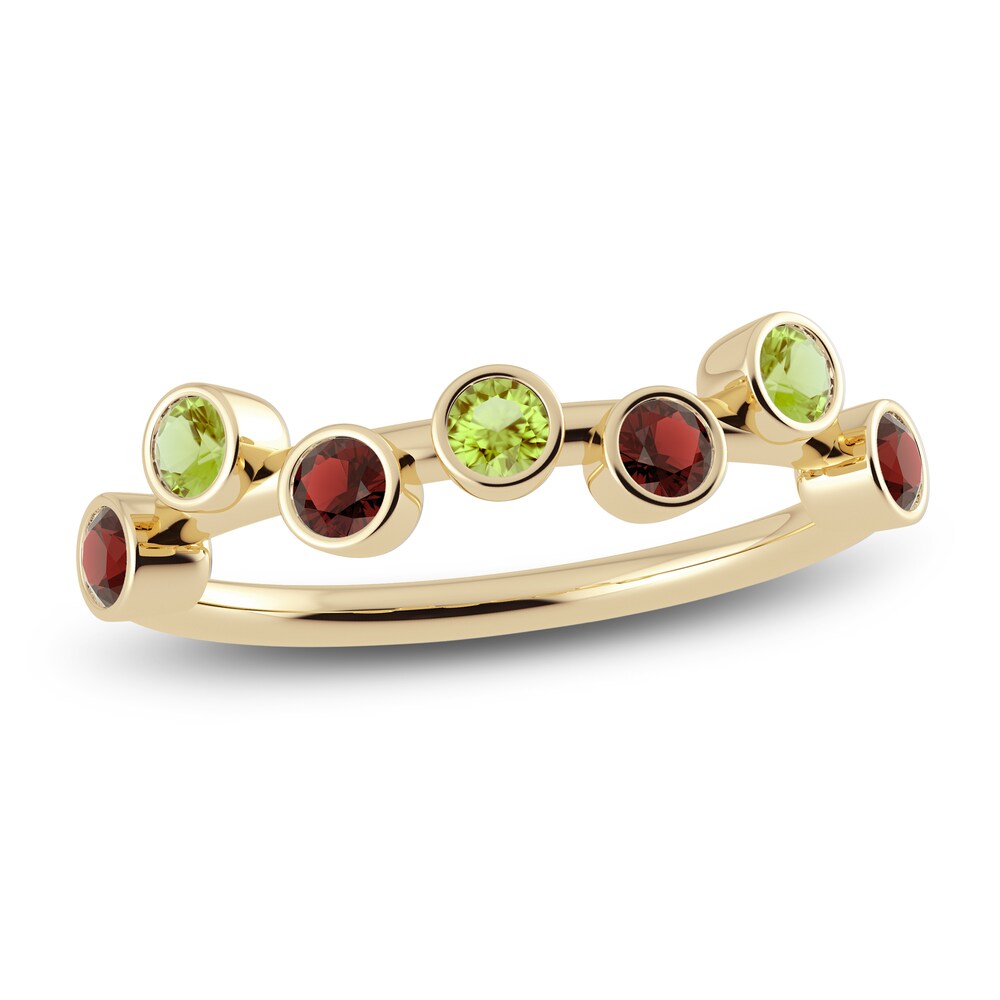 Juliette Maison Natural Garnet & Natural Peridot Ring 10K Yellow Gold EjKBScaT