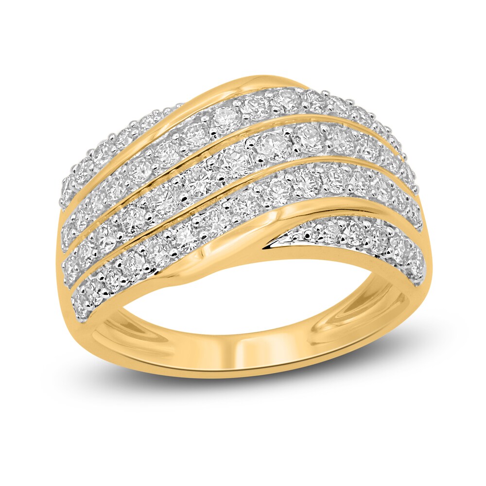 Diamond Anniversary Ring 1 ct tw Round 14K Yellow Gold/Rhod EuRgoJeE