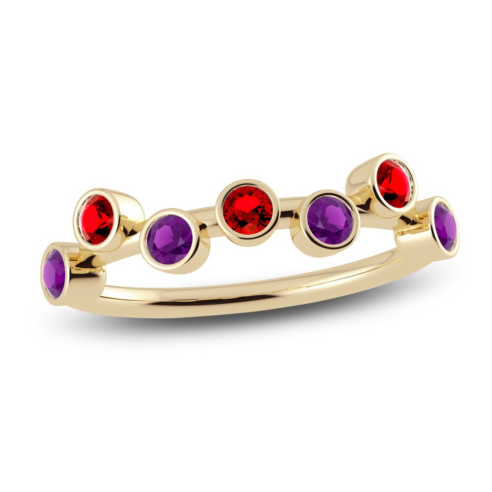 Juliette Maison Natural Amethyst & Natural Ruby Ring 10K Yellow Gold ExSUdljC