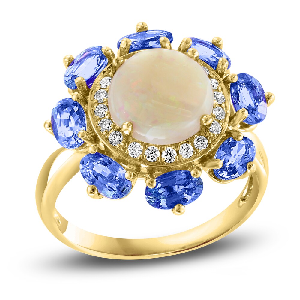 LALI Jewels Natural Opal & Natural Tanzanite Ring 1/5 ct tw Diamonds 14K Yellow Gold F0q4PocQ