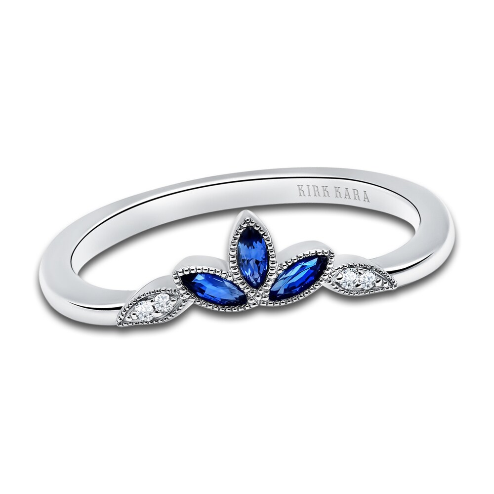 Kirk Kara Diamond & Blue Sapphire Anniversary Band Diamond Accents Platinum F341SQ0e